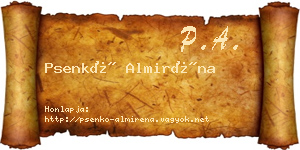 Psenkó Almiréna névjegykártya